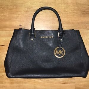MICHAEL Michael Kors: Large logo leather satchel